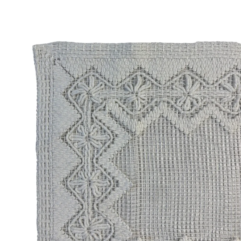 Vintage Off White Net Embroidered Placemats Set of 6 Farmhouse Boho 17x11